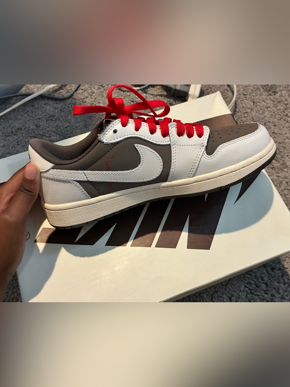 Nike Men's Low-Top Sneakers in White, Gray & Red